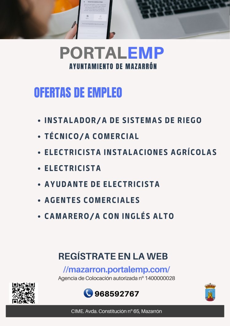 Ofertas de empleo de la Agencia Municipal de Colocación #Mazarrón Los interesados deben acudir al Centro de Iniciativas Municipales de Empleo (CIME ) situado en la Avenida de la Constitución de Mazarrón