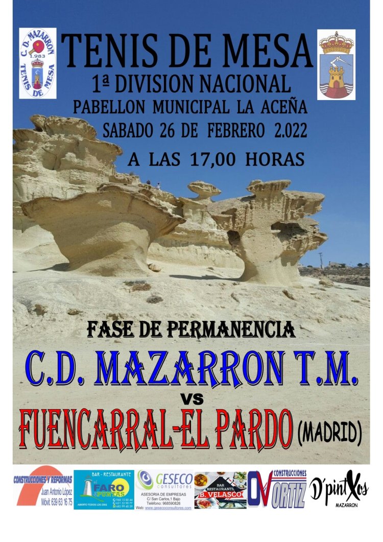 ¡NO FALTES A LA FASE DE PERMANENCIA DEL C.D MAZARRÓN T.M VS FUENCARRAL - EL PARDO!