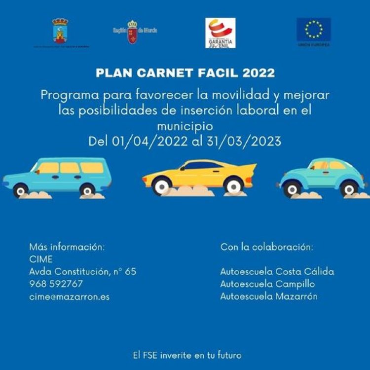 MAÑANA SE ABRE EL PLAZO DE INSCRIPCIÓN EN EL PLAN CARNET FÁCIL 2022