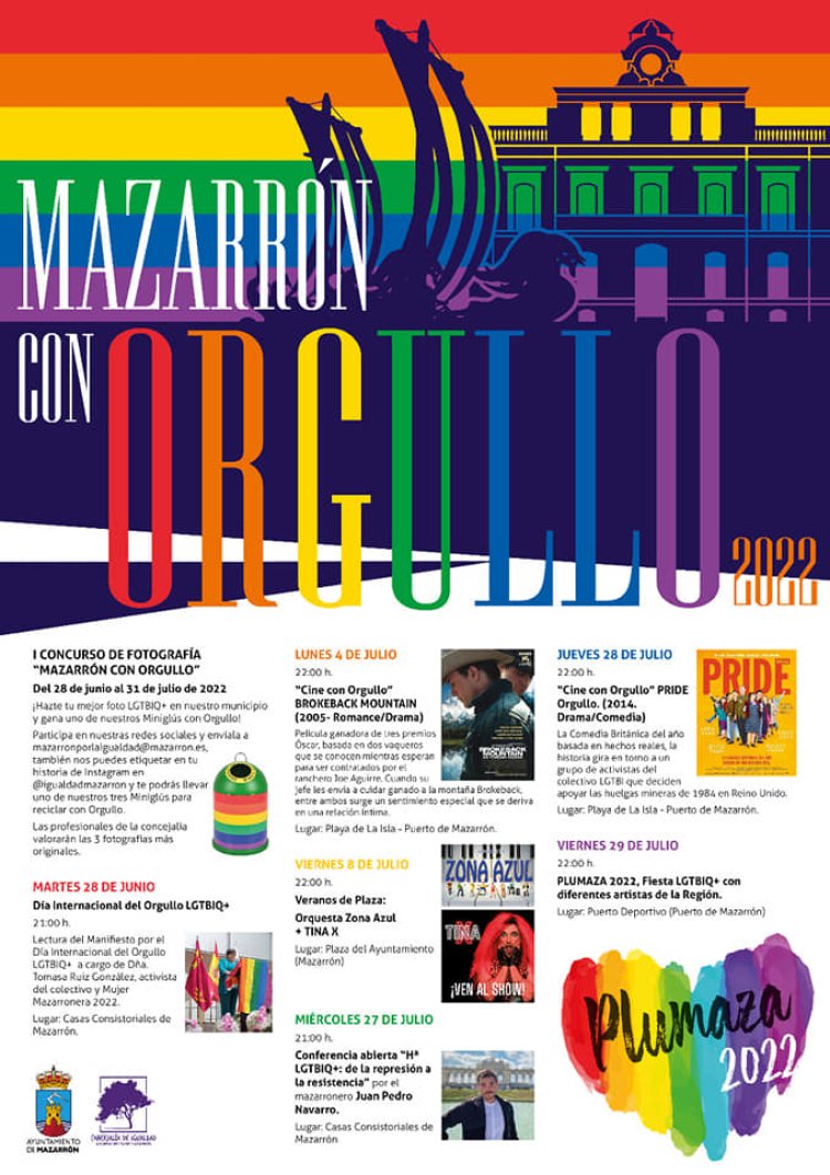 LA CONCEJALÍA DE IGUALDAD PRESENTA “MAZARRÓN CON ORGULLO”, PROGRAMACIÓN PARA CELEBRAR EL ORGULLO LGTBIQ+