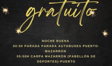 La Concejalía de Juventud habilita un servicio de autobús gratuito entre Mazarrón y Puerto para la Nochebuena y Nochevieja.