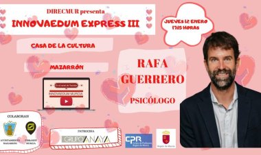 EDUCACIÓN  Rafa Guerrero, experto en emociones y neuroeducación, dará una conferencia este jueves 12 de enero a las 17:15 h. en la Casa de la Cultura de Mazarrón.