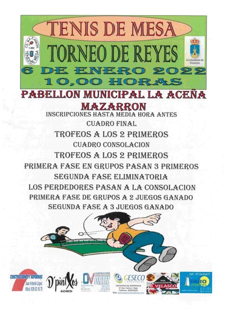 TORNEO DE REYES DEL CLUB DEPORTIVO DE TENIS DE MESA MAZARRÓN