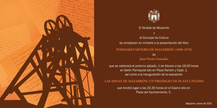 El “Poemario Minero de Mazarrón (1890-1970)”, de Juan Durán Granados, se presentará en el Salón Parroquial de Mazarrón, el próximo 1 de febrero