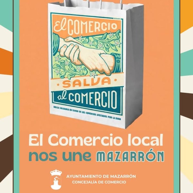 El alcalde de Mazarrón, Gines Campillo, junto con la concejal de Comercio y Consumo, Silvia García, presentaron ayer la iniciativa solidaria "El comercio salva al comercio", en ayuda a los comercios valencianos afectados por la DANA