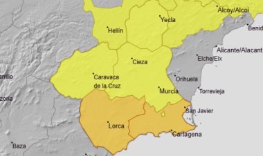 Meteorología advierte ahora de lluvia hasta 30 litros en una hora hoy en el Valle del Guadalentín, Lorca y Águilas y el Campo de Cartagena y Mazarrón