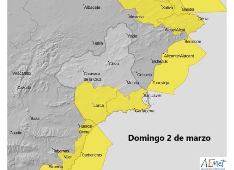 Meteorología vuelve a situar hoy en aviso amarillo por lluvias varias zonas de la Región