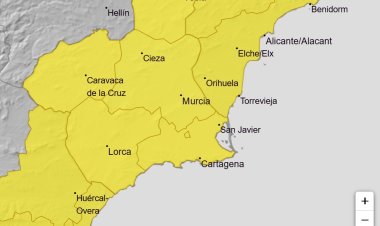 AEMET emite aviso de nivel AMARILLO por lluvias y tormentas en la Región de Murcia, para mañana 15 de mayo.