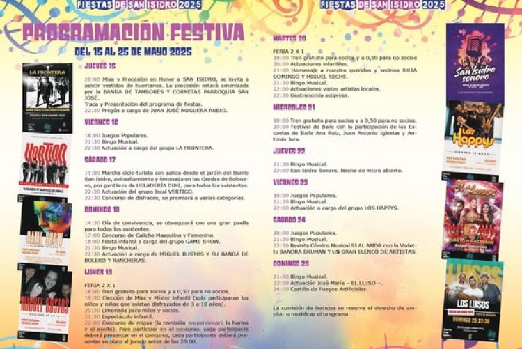 Se presentan las Fiestas del Barrio de San Isidro 2025, que tendrán lugar del 15 al 25 de Mayo.