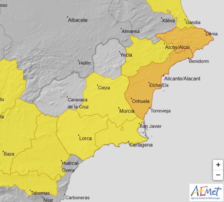 Meteorología actualiza los avisos en la Región de Murcia para este día 23 de mayo