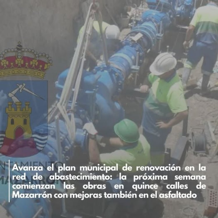 Avanza el plan municipal de renovación de la red de abastecimiento en Mazarrón.