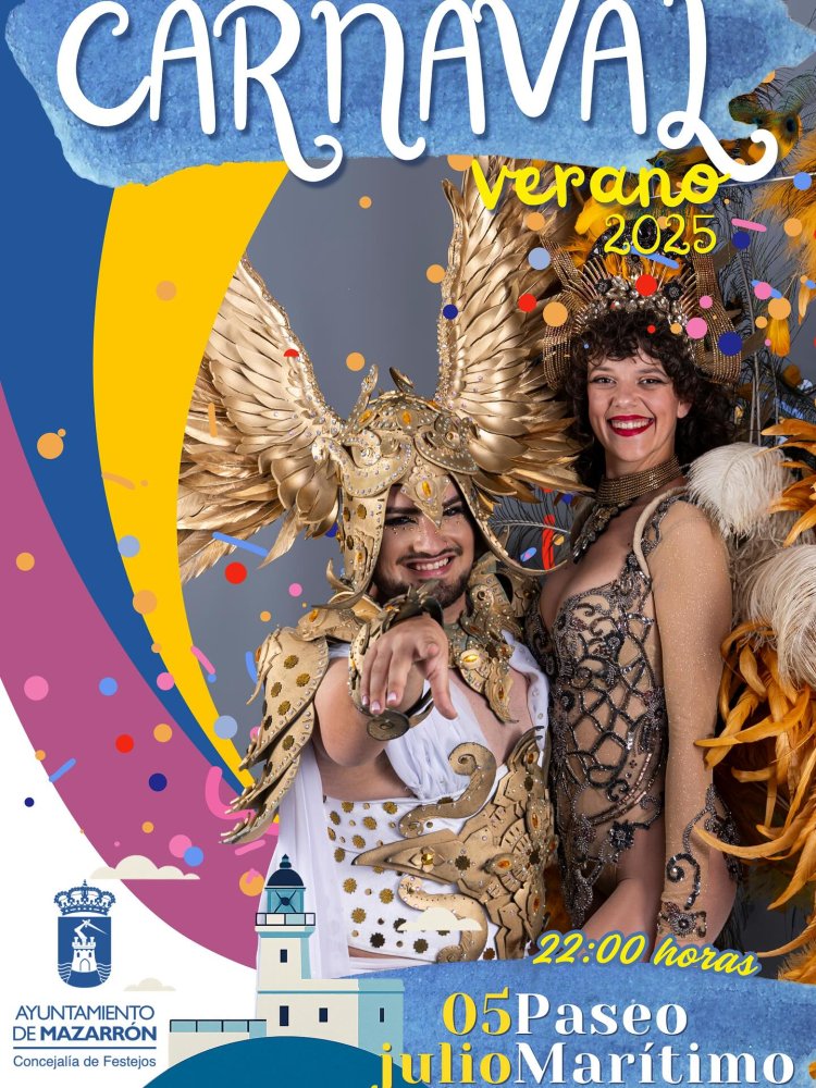 CARNAVAL DE VERANO | El Sábado 5 de julio, a las 22:00h, el Paseo Marítimo de Puerto de Mazarrón se convertirá en el escenario de un desfile único que contará con 20 comparsas: