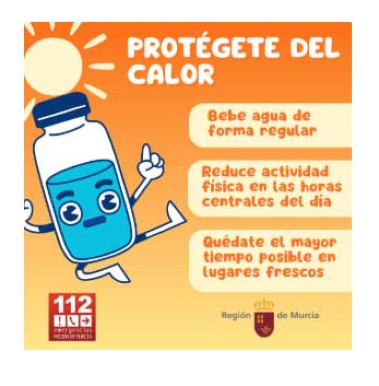 Las autoridades sanitarias advierten de que el Campo de Cartagena y Mazarrón está hoy en ALERTA NIVEL 1 por el calor y piden a la población que se proteja
