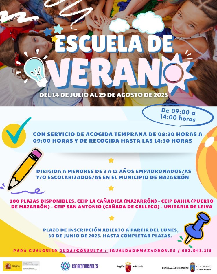 ¡Inscripciones abiertas para la Escuela de Verano Mazarrón 2025!
