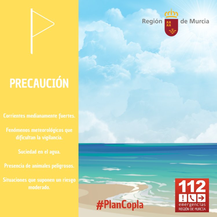 Los puestos de vigilancia del Plan Copla abren hoy con bandera amarilla en varias playas de Cartagena, La Unión y Mazarrón