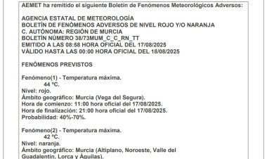 Aviso de temperaturas extremas, para hoy domingo 17 de agosto,