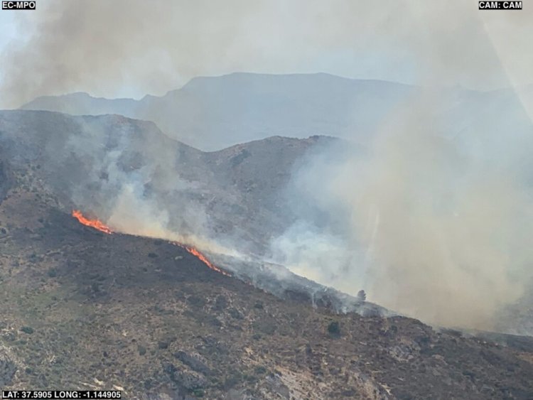 Servicios de emergencias intervienen en un incendio forestal en Cartagena. (Cuestas de Cedacero)