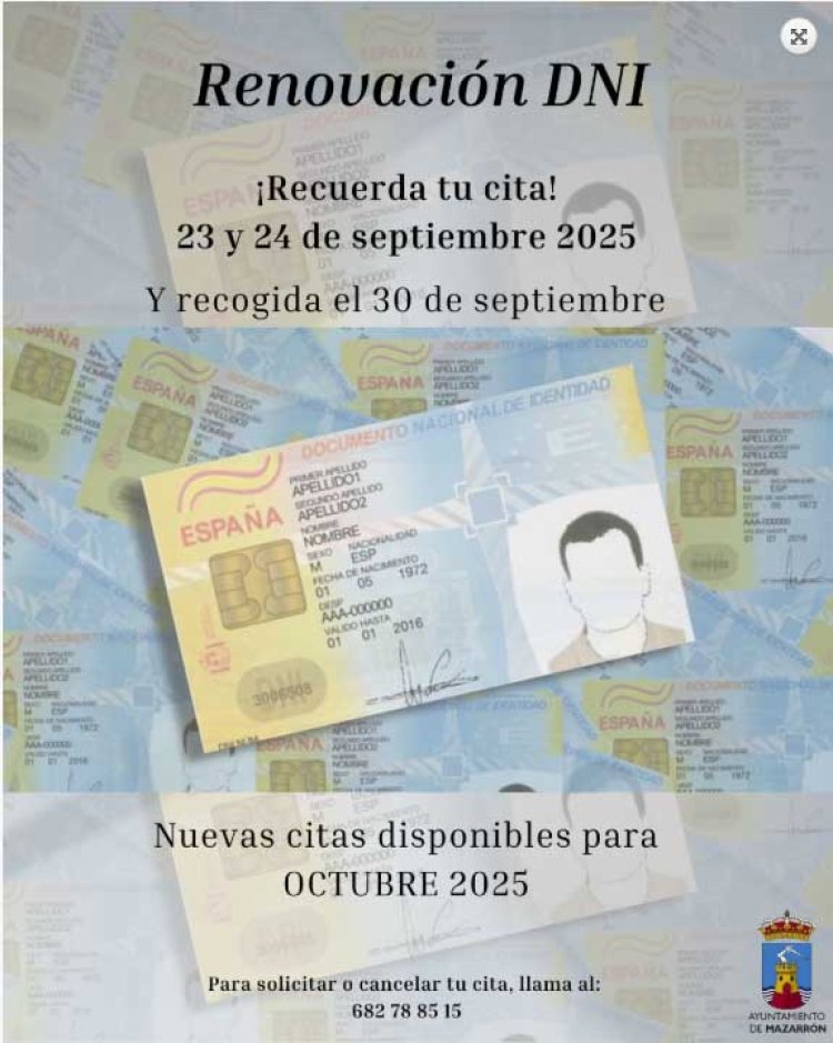 Recordatorio de citas para Emisión y Renovación de DNI