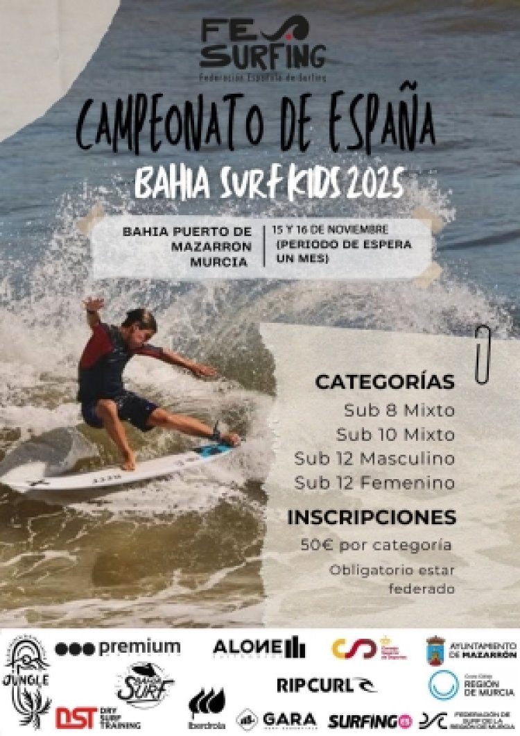 Mazarrón acoge este fin de semana los eventos de surf más esperados para jóvenes promesas del deporte