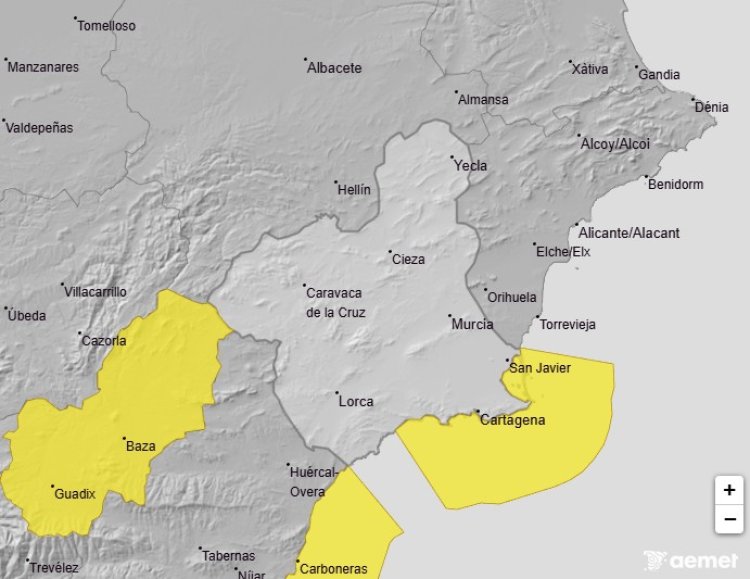 Meteorología advierte de temporal en la costa del Campo de Cartagena y Mazarrón el domingo (Aviso de nivel amarillo)