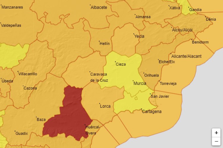 Meteorología espera para mañana miércoles rachas de viento de hasta 100 km/h en la Región de Murcia
