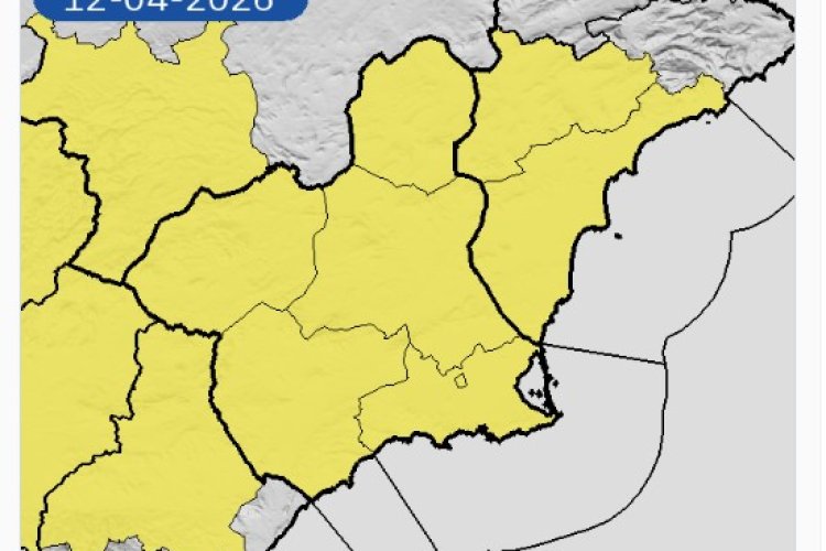 La Agencia Estatal de Meteorología emite avisos amarillos por lluvias en toda la Región para los días 12 y 13 de abril