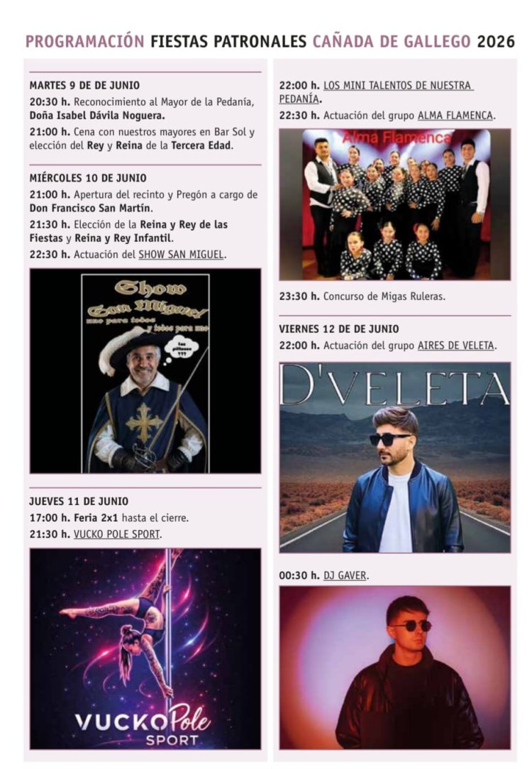 Presentadas esta tarde las Fiestas de Cañada de Gallego 2026