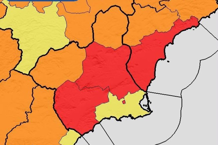 Meteorología advierte de temperaturas de 44º C mañana en la Vega del Segura y el Guadalentín. (Nível amarillo en Mazarrón )