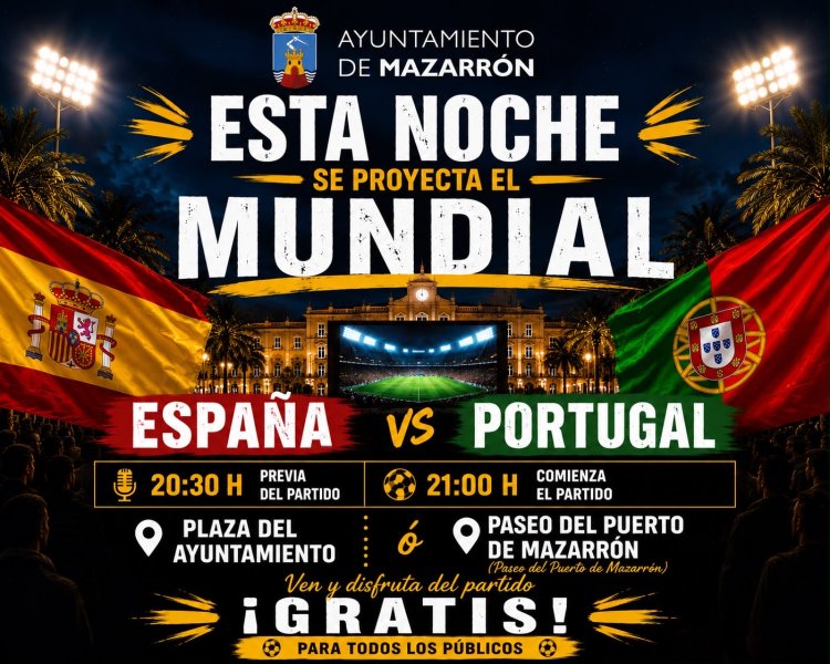 Pantallas gigantes para animar a España esta noche en Mazarrón y Puerto