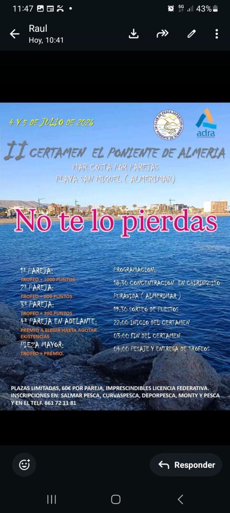 Club de Pesca Puerto de Mazarrón: Magnífico octavo puesto para nuestro Club en el II Certamen El Poniente de Almería