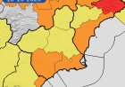AEMET mantiene dos periodos de nivel naranja por lluvias para el domingo 18 de octubre en el sur de la Región de Murcia
