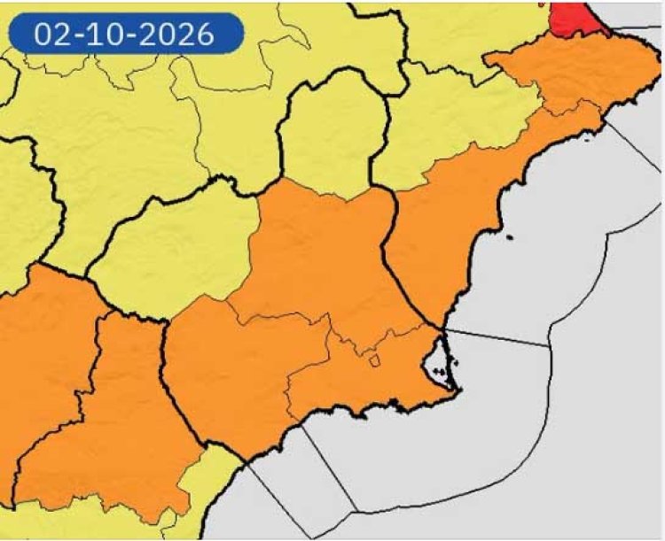 La AEMET advierte de lluvia de 40 litros en una hora mañana viernes en Guadalentín, Campo de Cartagena, Mazarrón y Vega del Segura