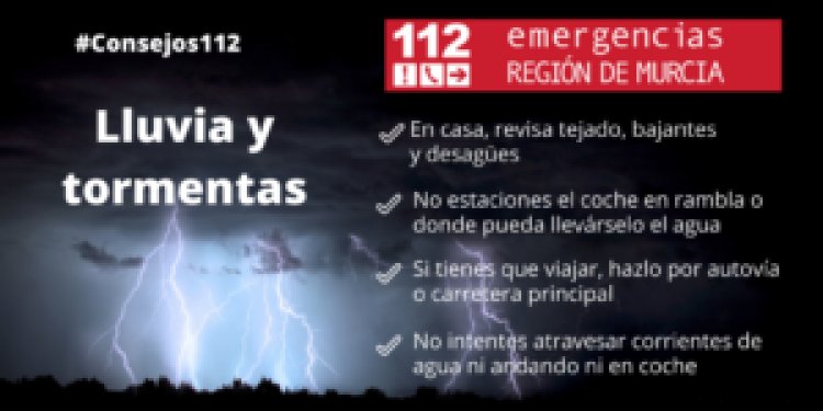 AEMET advierte de un aumento de la intensidad de las lluvias previstas en el litoral de la Región de Murcia
